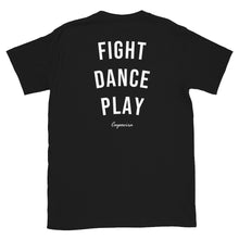 Load image into Gallery viewer, Personalizable Fight, Dance, Play Capoeira Short-Sleeve Unisex T-Shirt
