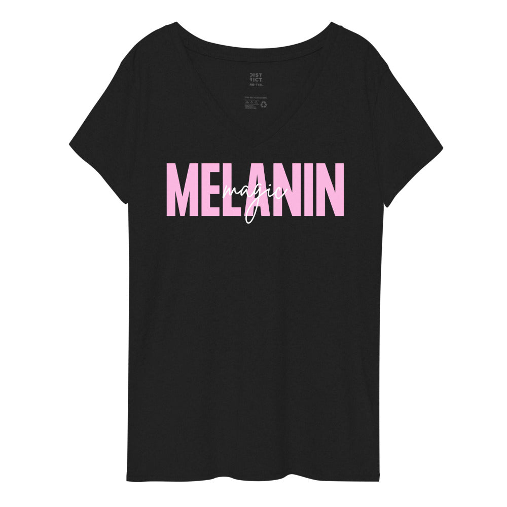 Melanin Magic Women’s Recycled V-neck T-shirt